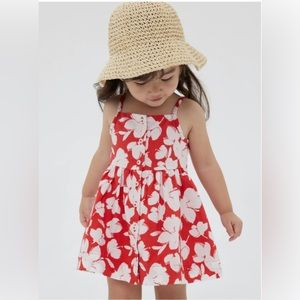 Baby Gap Floral Dress‎ Set 6-12M Red White Sleeveless Bloomers